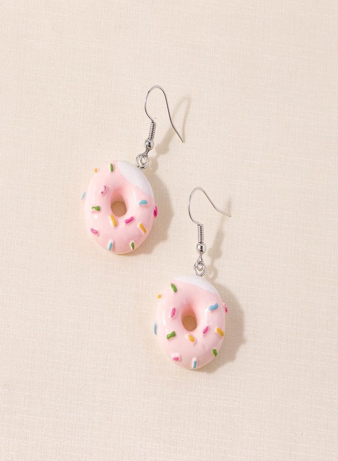 POYAMUSE Donut Dangle Earrings for Women - Fun and Sweet Cake Jewelry, Pink Donut Earrings for Women - Pink - Image 3
